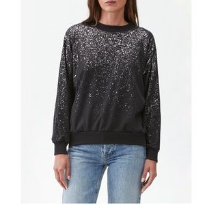 Michael Stars Black & Gunmetal Ombré Overside Pullover Size Small Splatter NEW